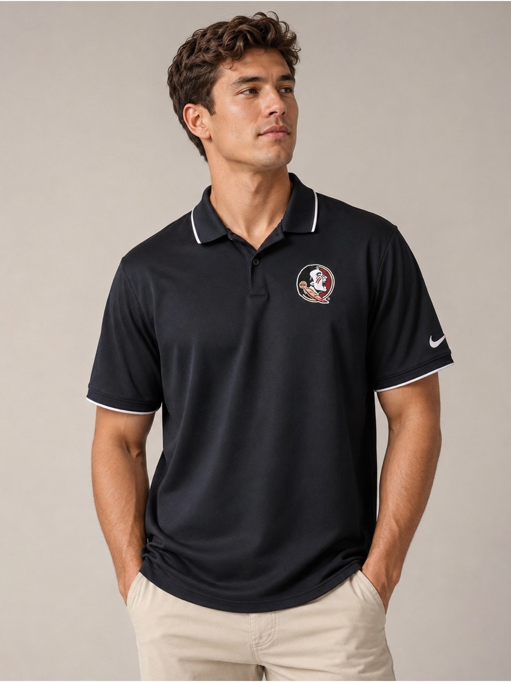 Nike Florida State Seminoles FSU Dri-FIT Polo Men’s XL Black White Trim